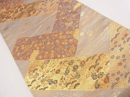 平和屋着物■六通柄袋帯 檜垣流水花鳥文 金糸 逸品 CAAG2233eg