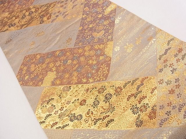 平和屋着物■六通柄袋帯 檜垣流水花鳥文 金糸 逸品 CAAG2233eg