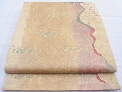 平和屋着物◎六通柄袋帯 道長花蝶文 引箔 逸品 BAAI1105sa