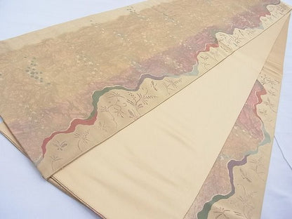 平和屋着物◎六通柄袋帯 道長花蝶文 引箔 逸品 BAAI1105sa