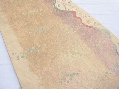 平和屋着物◎六通柄袋帯 道長花蝶文 引箔 逸品 BAAI1105sa