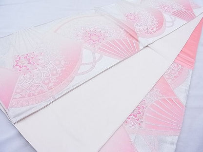 平和屋着物◎六通柄袋帯 唐織 銀つづれ 扇面正倉院文 金銀糸 逸品 BAAI1110sa