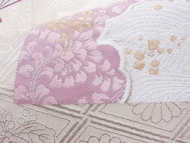 平和屋着物◎六通柄袋帯 唐織 有職扇面散らし 金銀糸 逸品 BAAI1109sa