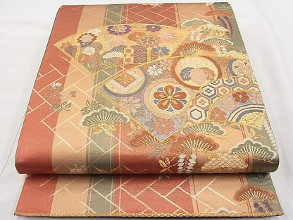 平和屋着物◎六通柄袋帯 唐織 地紙吉祥花蝶 金糸 逸品 BAAI1120sa