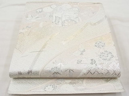 平和屋着物◎六通柄袋帯 唐織 花蝶絵巻 金銀糸 逸品 BAAI1113sa