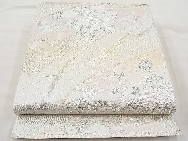 平和屋着物◎六通柄袋帯 唐織 花蝶絵巻 金銀糸 逸品 BAAI1113sa