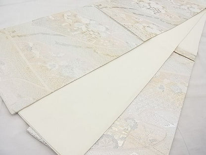 平和屋着物◎六通柄袋帯 唐織 花蝶絵巻 金銀糸 逸品 BAAI1113sa