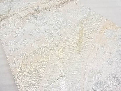 平和屋着物◎六通柄袋帯 唐織 花蝶絵巻 金銀糸 逸品 BAAI1113sa
