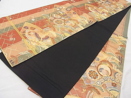 平和屋着物◎六通柄袋帯 唐織 地紙吉祥花蝶 金糸 逸品 BAAI1120sa
