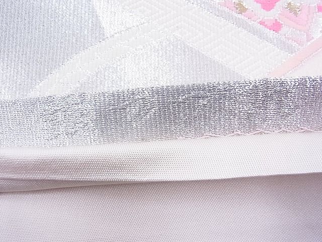 平和屋着物◎六通柄袋帯 唐織 銀つづれ 扇面正倉院文 金銀糸 逸品 BAAI1110sa