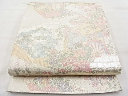 平和屋着物◎佐賀錦 六通柄袋帯 御所車裂取文 金銀糸 逸品 BAAI1148sa