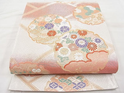 平和屋着物◎佐賀錦 六通柄袋帯 唐織 雪輪吉祥花文 金銀糸 逸品 BAAI1161sa