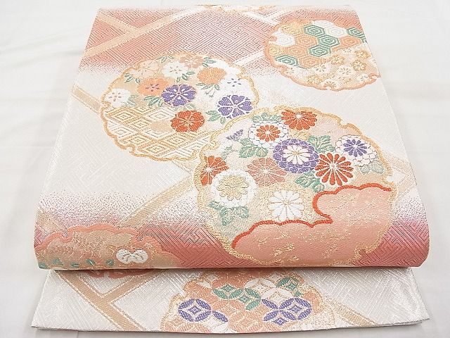 平和屋着物◎佐賀錦 六通柄袋帯 唐織 雪輪吉祥花文 金銀糸 逸品 BAAI1161sa