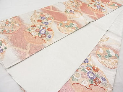 平和屋着物◎佐賀錦 六通柄袋帯 唐織 雪輪吉祥花文 金銀糸 逸品 BAAI1161sa