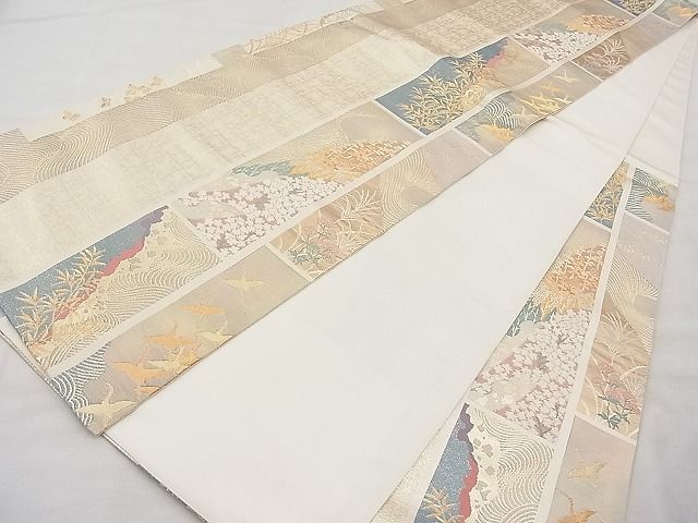 平和屋着物◎西陣 六通柄袋帯 唐織 短冊琳派文様 金糸 逸品 BAAI1152sa