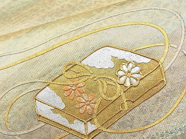 平和屋着物◎六通柄袋帯 螺鈿 ワンポイント 文箱 金銀彩 逸品 BAAI1155sa