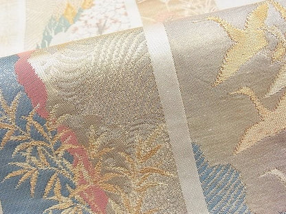 平和屋着物◎西陣 六通柄袋帯 唐織 短冊琳派文様 金糸 逸品 BAAI1152sa