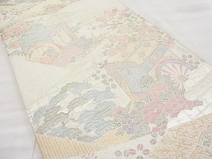 平和屋着物◎佐賀錦 六通柄袋帯 御所車裂取文 金銀糸 逸品 BAAI1148sa