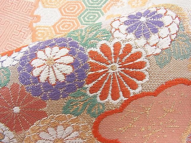 平和屋着物◎佐賀錦 六通柄袋帯 唐織 雪輪吉祥花文 金銀糸 逸品 BAAI1161sa