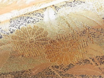 平和屋着物◎六通柄袋帯 琳派つゞれ織 流水秋草文 金糸 逸品 BAAI1186sa