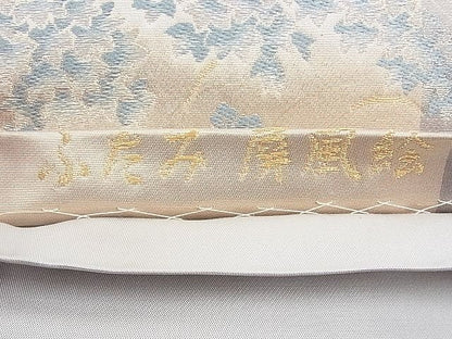 平和屋着物◎六通柄袋帯 唐織 ふたみ屏風絵 金糸 逸品 BAAI1166sa