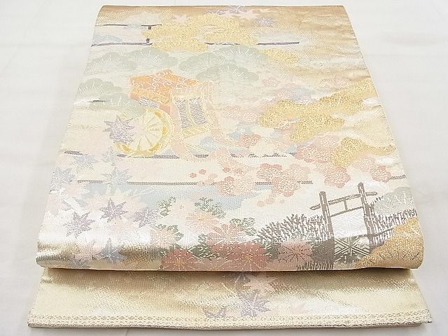 平和屋着物◎六通柄袋帯 つづれ 御所解御車 金糸 逸品 BAAI1175sa