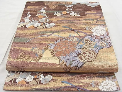 平和屋着物◎六通柄袋帯 唐織 乾山武蔵野絵文 金糸 逸品 BAAI1167sa