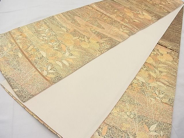 平和屋着物◎六通柄袋帯 琳派つゞれ織 流水秋草文 金糸 逸品 BAAI1186sa