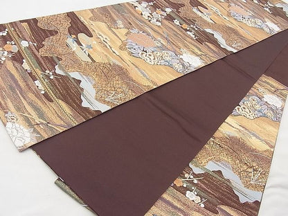 平和屋着物◎六通柄袋帯 唐織 乾山武蔵野絵文 金糸 逸品 BAAI1167sa