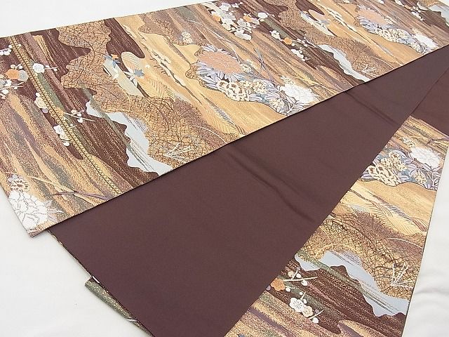 平和屋着物◎六通柄袋帯 唐織 乾山武蔵野絵文 金糸 逸品 BAAI1167sa