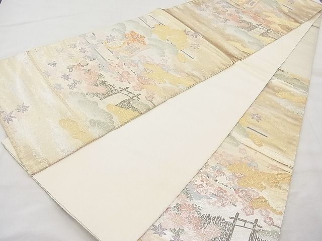 平和屋着物◎六通柄袋帯 つづれ 御所解御車 金糸 逸品 BAAI1175sa