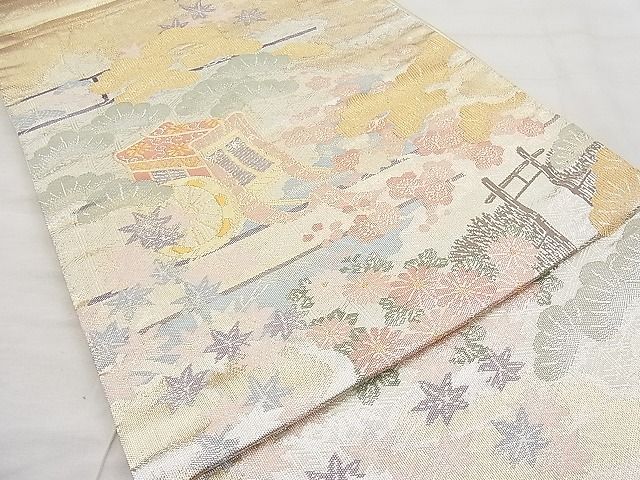 平和屋着物◎六通柄袋帯 つづれ 御所解御車 金糸 逸品 BAAI1175sa