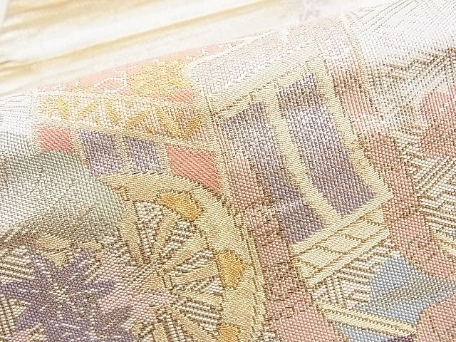 平和屋着物◎六通柄袋帯 つづれ 御所解御車 金糸 逸品 BAAI1175sa