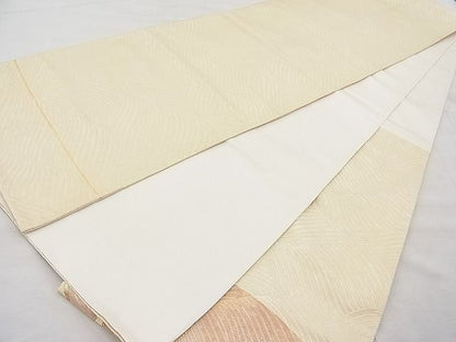 平和屋着物◎太鼓柄袋帯 駒刺繍 扇面飛鶴文 金銀糸 逸品 BAAI1201sa