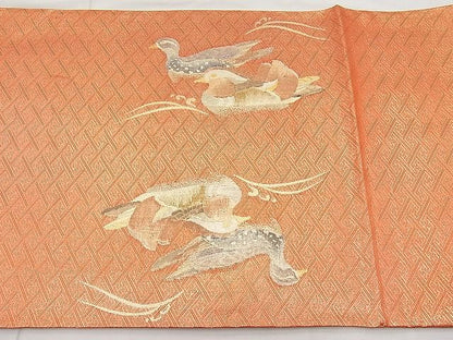 平和屋着物◎佐賀錦 太鼓柄袋帯 流水鴛鴦文 金糸 逸品 BAAI1207sa