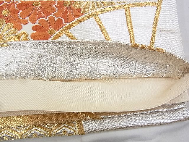 平和屋着物◎六通袋帯 唐織 扇面吉祥菊文 金銀糸 やまとオリジナル 逸品 BAAH1195ns