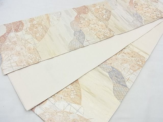 平和屋着物◎六通柄袋帯 唐織 道長扇面秋草文 金銀糸 逸品 BAAH5346ns