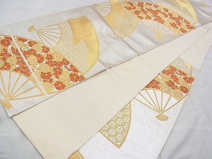 平和屋着物◎六通袋帯 唐織 扇面吉祥菊文 金銀糸 やまとオリジナル 逸品 BAAH1195ns