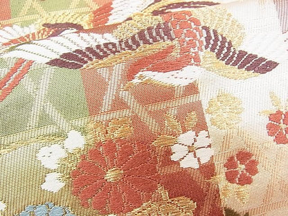 平和屋着物◎六通柄袋帯　唐織　鳳凰花丸文　金糸　逸品　BAAH5389ns