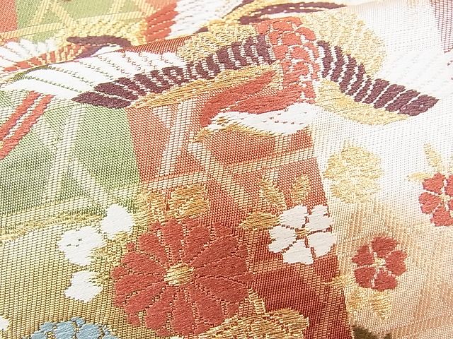 平和屋着物◎六通柄袋帯　唐織　鳳凰花丸文　金糸　逸品　BAAH5389ns