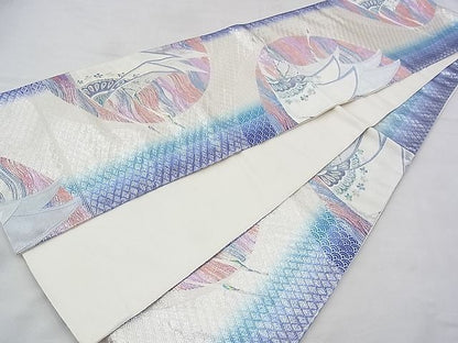 平和屋着物◎六通柄袋帯 唐織 飛鶴 金銀糸 逸品 BAAH5399ns