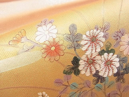 平和屋着物◎太鼓柄袋帯 手描き 駒刺繍 屏風秋草文 金糸 引箔 逸品 BAAI2017ns