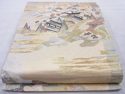 平和屋着物◎六通柄袋帯 唐織 彩雲御所解文 金銀糸 逸品 BAAH6124cm