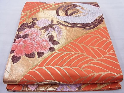 平和屋着物◎六通柄袋帯 唐織 鳳凰花丸文 金糸 逸品 BAAH6125cm