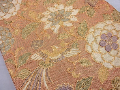 平和屋着物◎佐賀錦 六通柄袋帯 鳳凰花唐草文 金糸 やまとオリジナル 逸品 BAAH6177cm