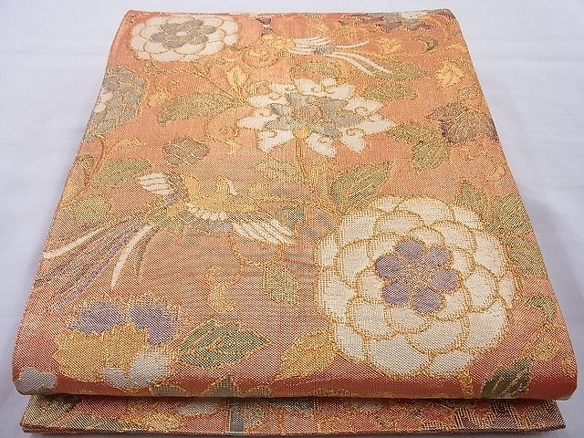 平和屋着物◎佐賀錦 六通柄袋帯 鳳凰花唐草文 金糸 やまとオリジナル 逸品 BAAH6177cm