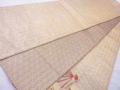 平和屋着物◎佐賀錦 太鼓柄袋帯 扇面散らし 金銀糸 逸品 BAAH6163cm