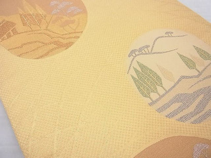 平和屋着物◎佐賀錦 六通柄袋帯 樹林風景丸文 金糸 逸品 BAAI4025cm