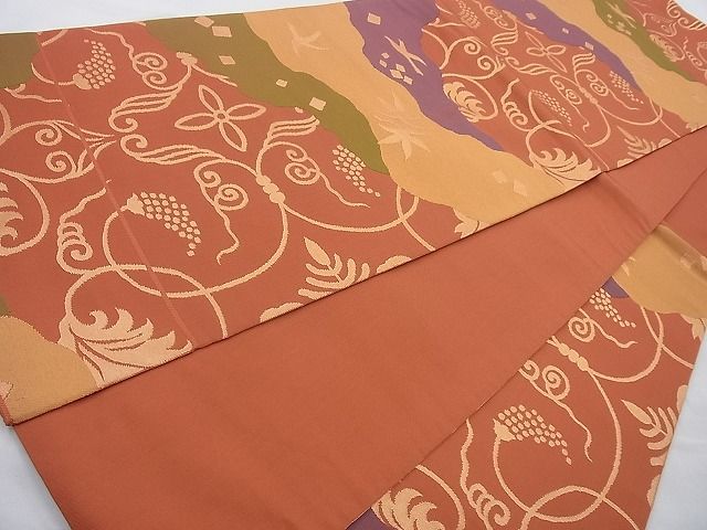 平和屋着物◎六通柄袋帯 名物裂 金糸 逸品 BAAI4023cm