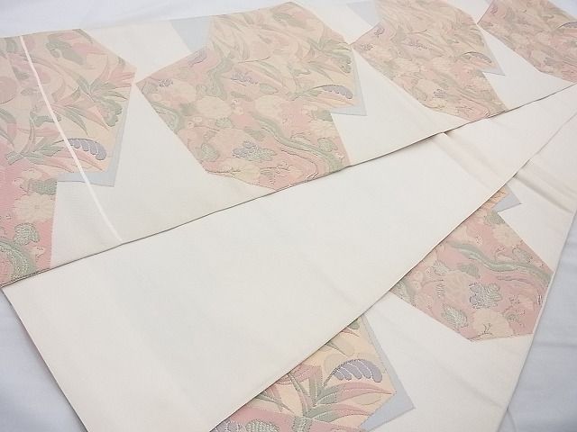 平和屋着物◎全通柄 本袋帯 切嵌草花文 逸品 BAAI4026cm